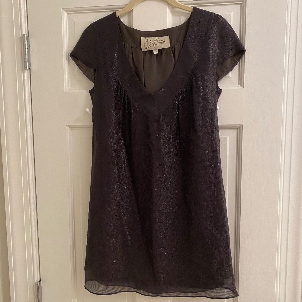 Rory Beca Silk Grey/Metallic Mini Dress (XS)
